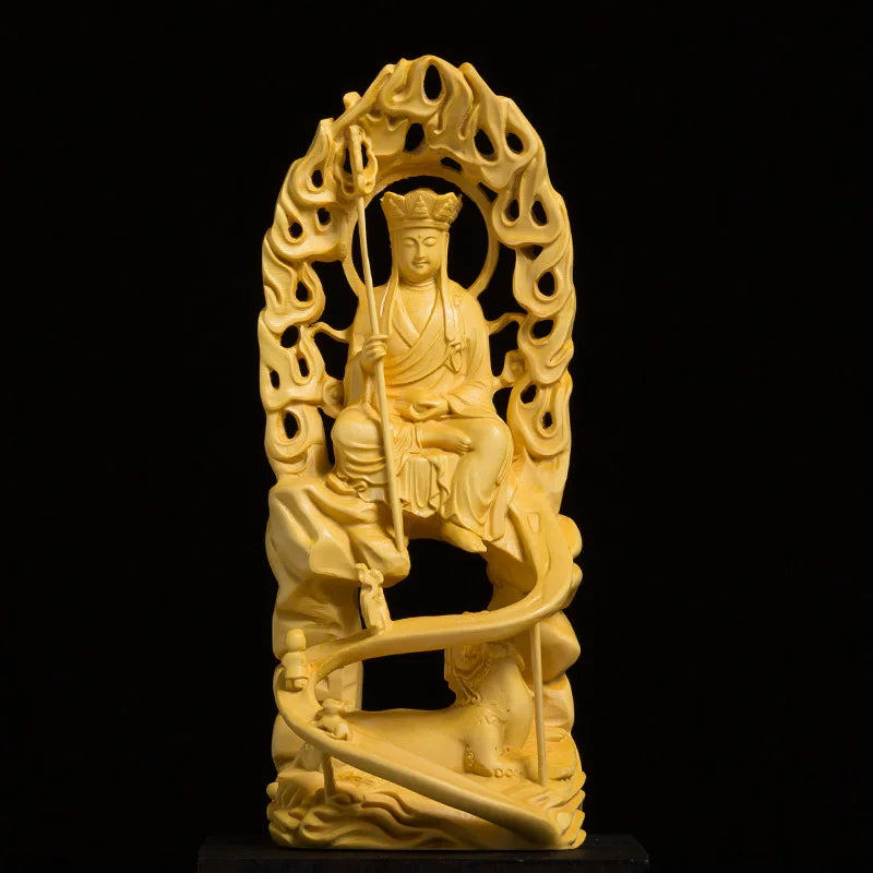 Boxwood Living Room Buddha Statue Family Room Hall Consecrates Sculpture Real Wood Decoration Carving Ksitigarbha Home Decor