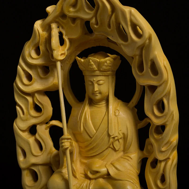 Boxwood Living Room Buddha Statue Family Room Hall Consecrates Sculpture Real Wood Decoration Carving Ksitigarbha Home Decor