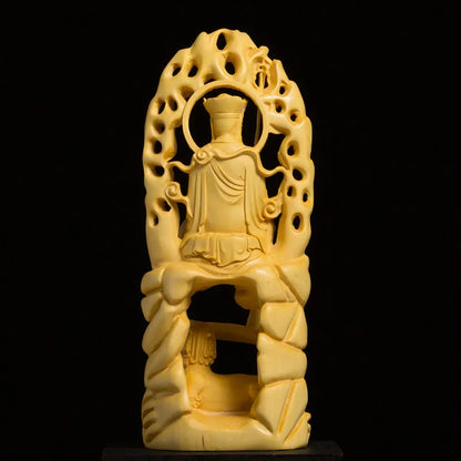 Boxwood Living Room Buddha Statue Family Room Hall Consecrates Sculpture Real Wood Decoration Carving Ksitigarbha Home Decor