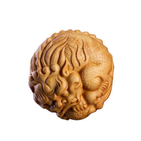 Boxwood Pixiu Handle Pieces for Men's Play with All You Need, Solid Wood, Wenwan Pan Crafts, Small Ornaments, Wood Statues Sculp
