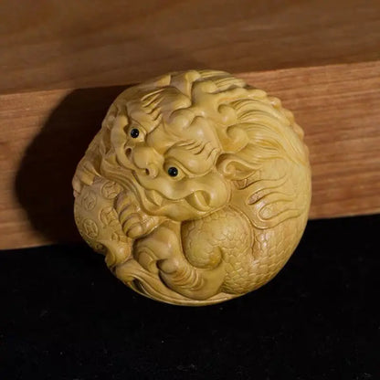 Boxwood Pixiu Handle Pieces for Men's Play with All You Need, Solid Wood, Wenwan Pan Crafts, Small Ornaments, Wood Statues Sculp