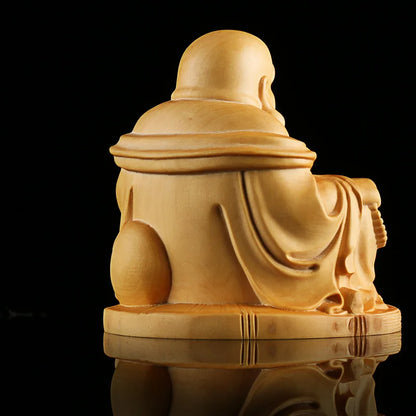 Boxwood Real Wood 8cm Chinese traditional mythological craft carving Home Decor furniture jewelry Maitreya Buddha