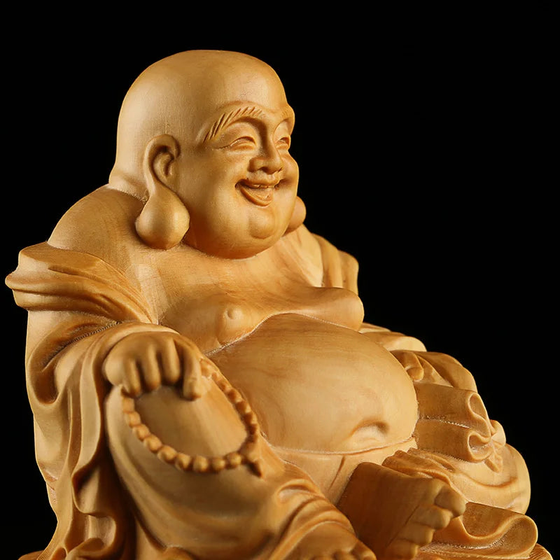 Boxwood Real Wood 8cm Chinese traditional mythological craft carving Home Decor furniture jewelry Maitreya Buddha