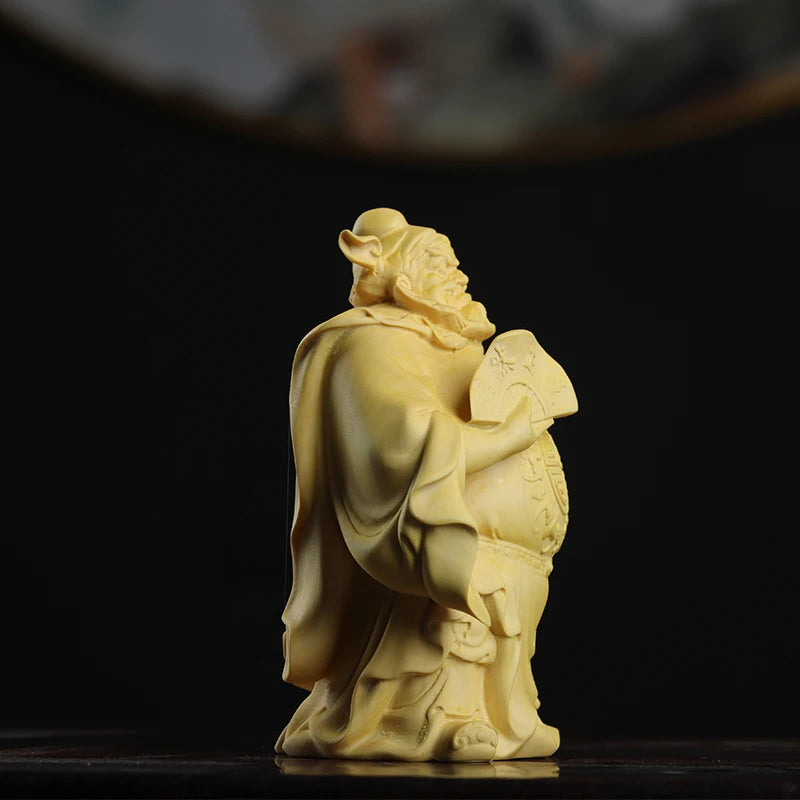 Boxwood Real Wood Wood Sculpture Feng Shui Home Décor Traditional Chinese Figure Statue Myth Wood Statue Lucky Collection Rich C