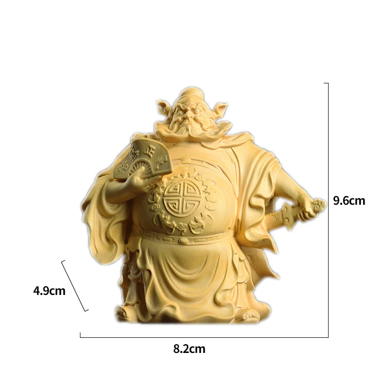 Boxwood Real Wood Wood Sculpture Feng Shui Home Décor Traditional Chinese Figure Statue Myth Wood Statue Lucky Collection Rich C