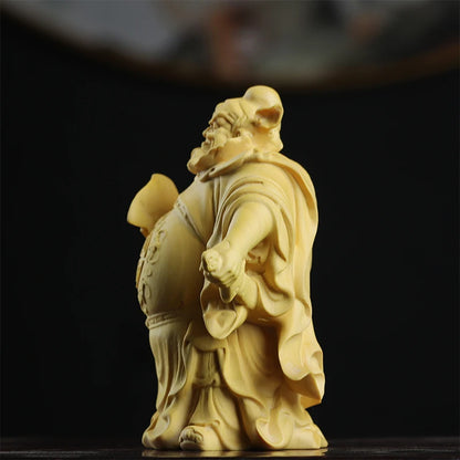 Boxwood Real Wood Wood Sculpture Feng Shui Home Décor Traditional Chinese Figure Statue Myth Wood Statue Lucky Collection Rich C