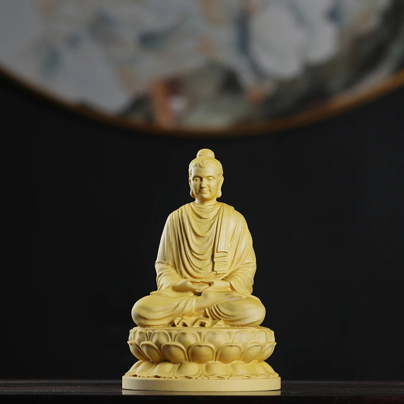 Boxwood Real Wood Wood Statue Home Décor Figure Statue Collection Rich Myth Feng Shui Wood Sculpture Office Decoration God Zen