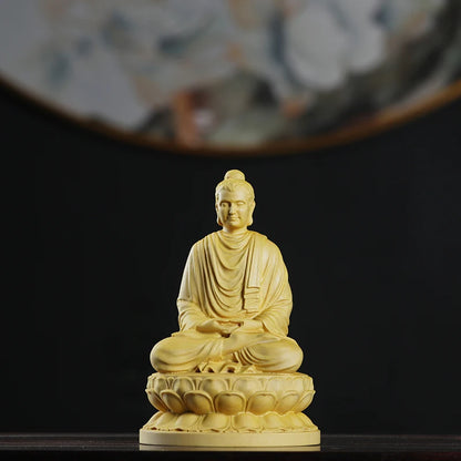 Boxwood Real Wood Wood Statue Home Décor Figure Statue Collection Rich Myth Feng Shui Wood Sculpture Office Decoration God Zen