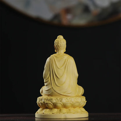 Boxwood Real Wood Wood Statue Home Décor Figure Statue Collection Rich Myth Feng Shui Wood Sculpture Office Decoration God Zen