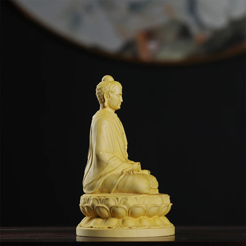 Boxwood Real Wood Wood Statue Home Décor Figure Statue Collection Rich Myth Feng Shui Wood Sculpture Office Decoration God Zen