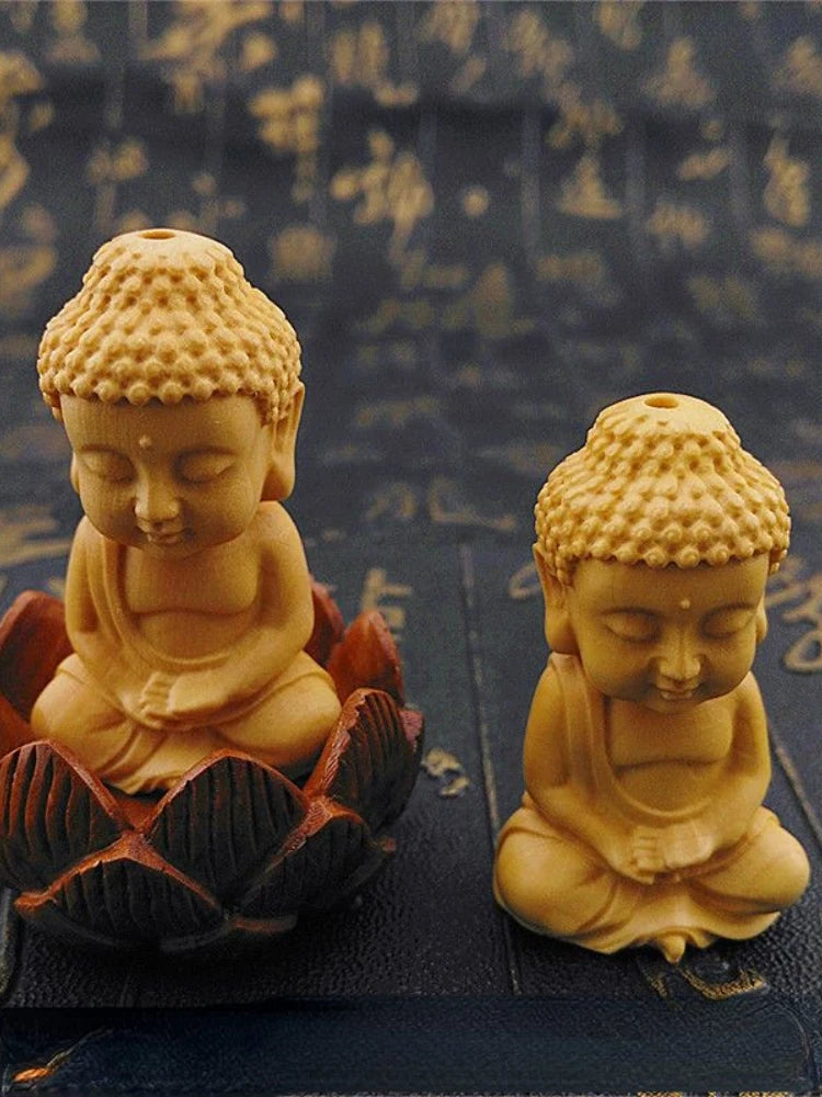 Boxwood Rulaifo Bonze Buddha Avalokitesvara  Amass Fortunes Solid Wood Carving Home Office Decoration Ebony Mahogany Artifact