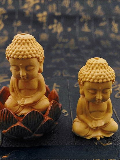 Boxwood Rulaifo Bonze Buddha Avalokitesvara  Amass Fortunes Solid Wood Carving Home Office Decoration Ebony Mahogany Artifact