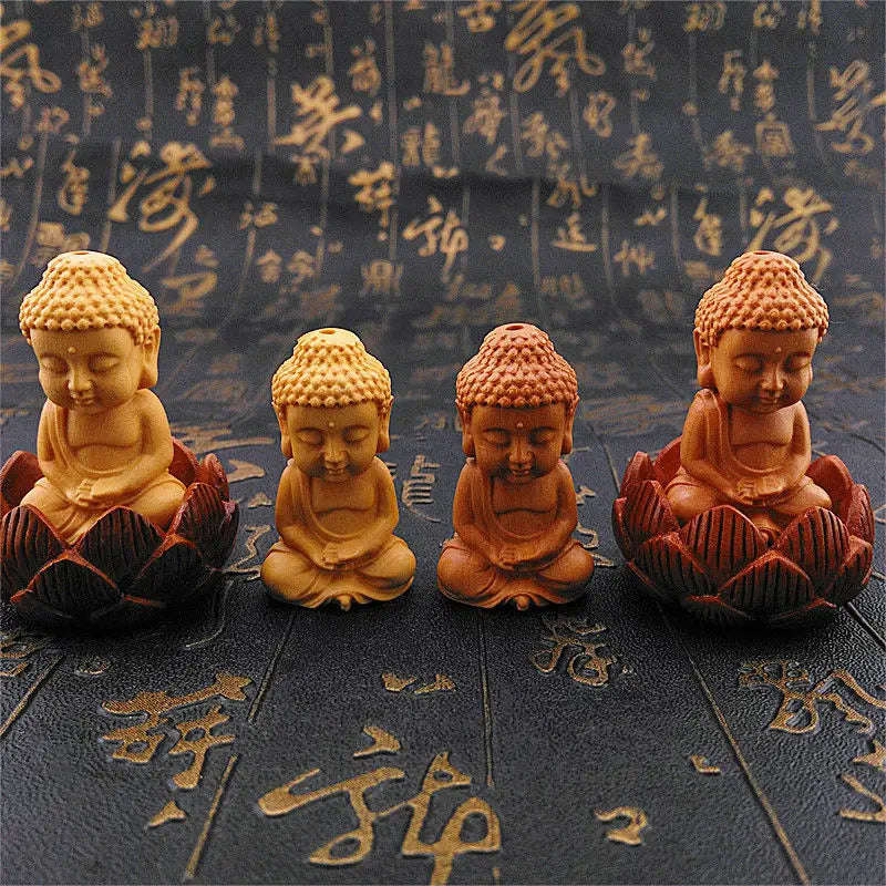 Boxwood Rulaifo Bonze Buddha Avalokitesvara  Amass Fortunes Solid Wood Carving Home Office Decoration Ebony Mahogany Artifact