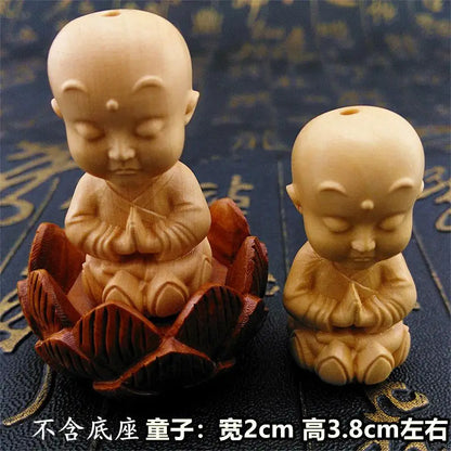 Boxwood Rulaifo Bonze Buddha Avalokitesvara  Amass Fortunes Solid Wood Carving Home Office Decoration Ebony Mahogany Artifact
