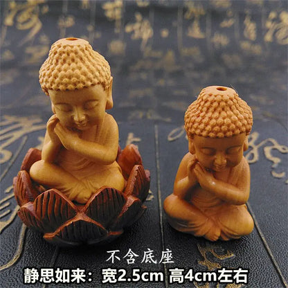 Boxwood Rulaifo Bonze Buddha Avalokitesvara  Amass Fortunes Solid Wood Carving Home Office Decoration Ebony Mahogany Artifact