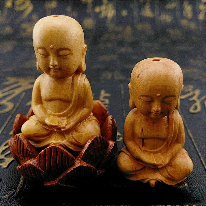 Boxwood Rulaifo Bonze Buddha Avalokitesvara  Amass Fortunes Solid Wood Carving Home Office Decoration Ebony Mahogany Artifact