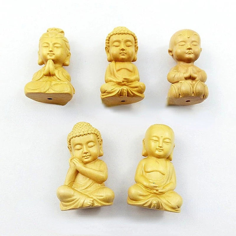 Boxwood Rulaifo Bonze Buddha Avalokitesvara  Amass Fortunes Solid Wood Carving Home Office Decoration Ebony Mahogany Artifact