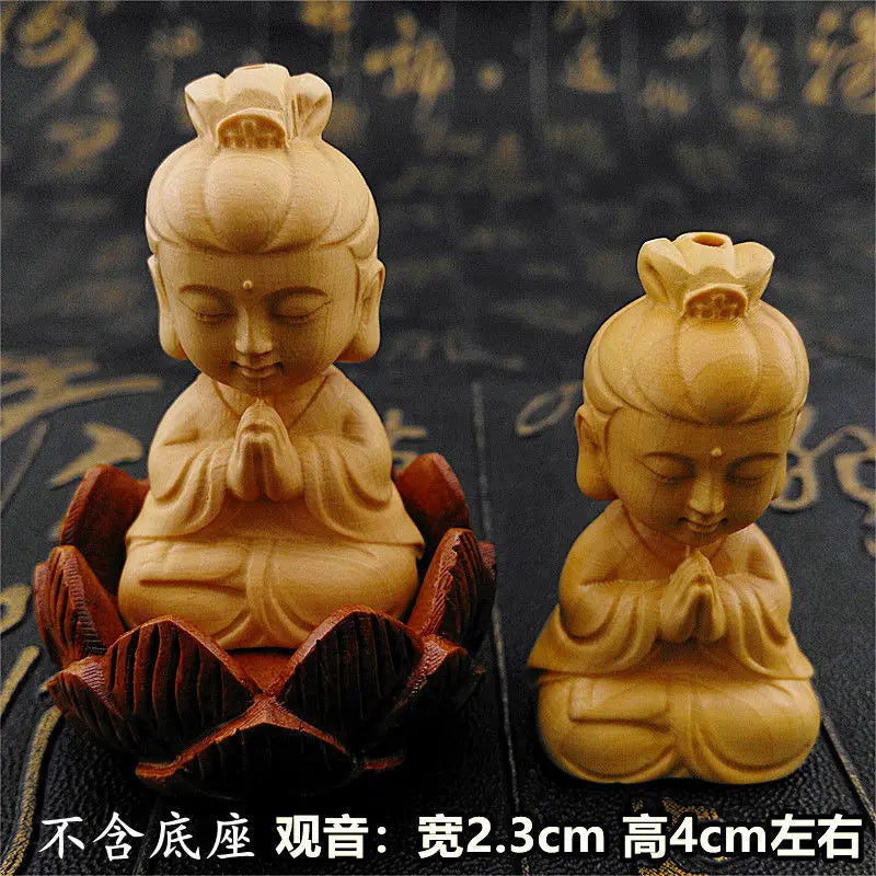 Boxwood Rulaifo Bonze Buddha Avalokitesvara  Amass Fortunes Solid Wood Carving Home Office Decoration Ebony Mahogany Artifact