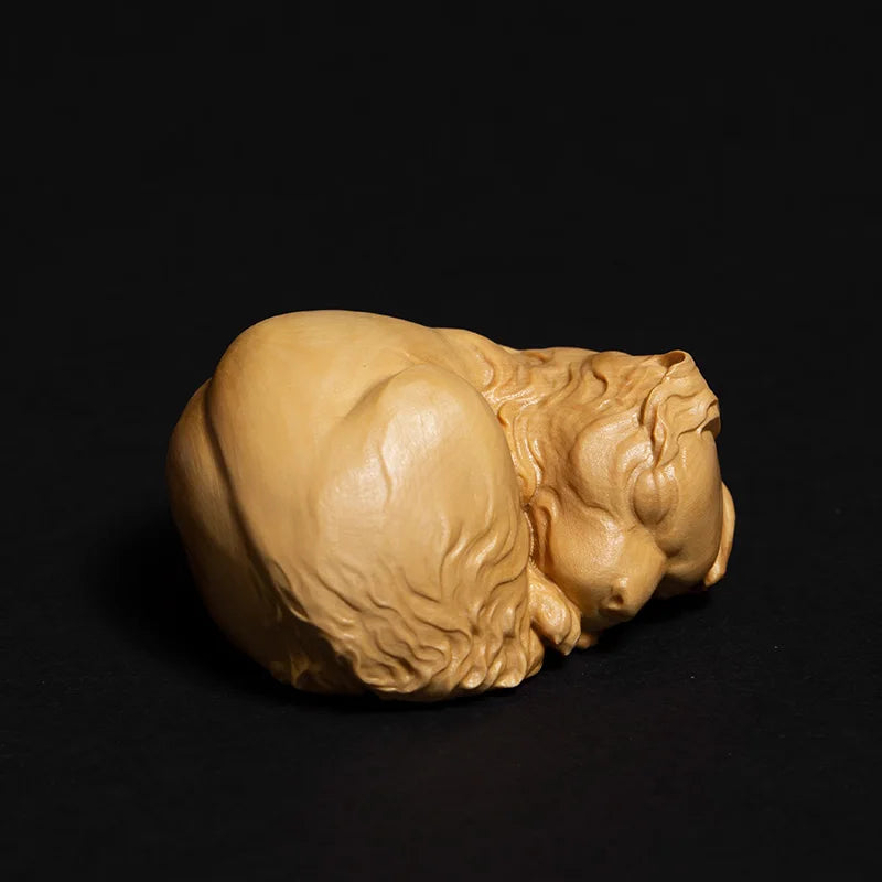 Boxwood Statue 6Cm Puppy  Living Room Decoration Crafts Sculpture Cute Zodiac Solid Wood Lucky Dog Statue Home Decor Gift