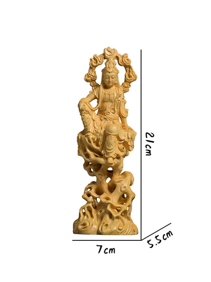 Boxwood /Thuja Wood 21cm guanyin real wood traditional chinese myth figure statue office decoration collection sculpture
