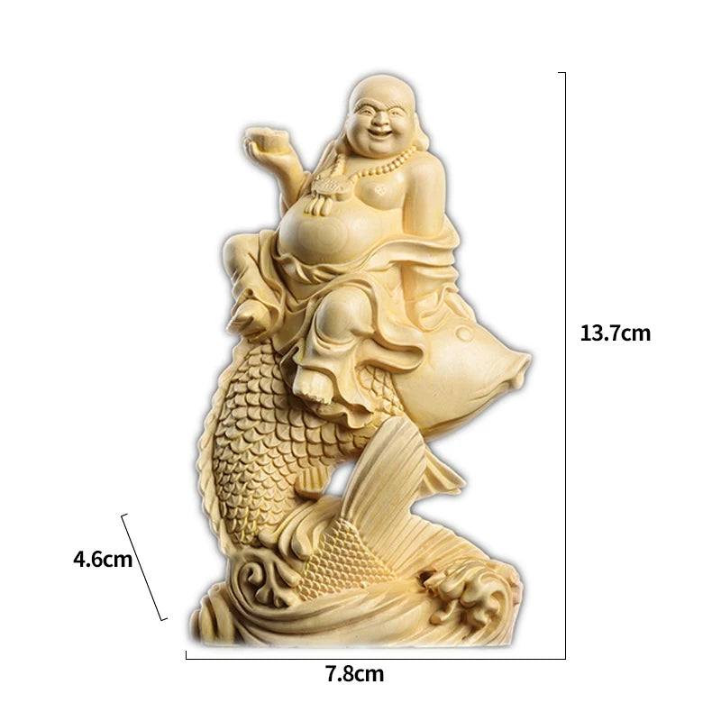 Boxwood Wood Statue Feng Shui Figure Statue Collection Ruyi Home Décor Wood Sculpture Real Wood Buddha Myth Home Décor Lucky