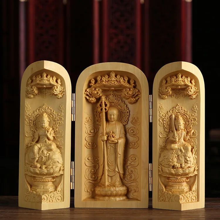Boxwood Wood Statue Real Wood Real Wood Buddha Feng Shui Home Décor Figure Statue Collection myth Collection Lucky Mascot