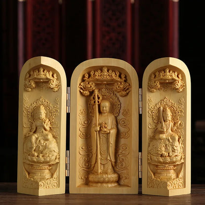 Boxwood Wood Statue Real Wood Real Wood Buddha Feng Shui Home Décor Figure Statue Collection myth Collection Lucky Mascot