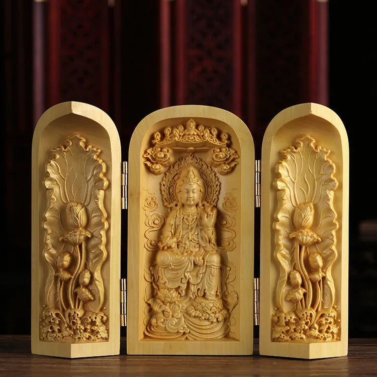 Boxwood Wood Statue Real Wood Real Wood Buddha Feng Shui Home Décor Figure Statue Collection myth Collection Lucky Mascot