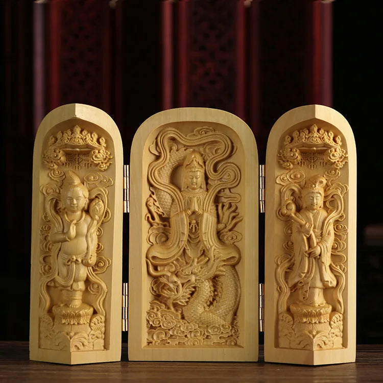 Boxwood Wood Statue Real Wood Real Wood Buddha Feng Shui Home Décor Figure Statue Collection myth Collection Lucky Mascot