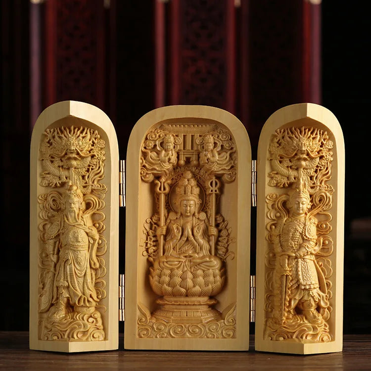 Boxwood Wood Statue Real Wood Real Wood Buddha Feng Shui Home Décor Figure Statue Collection myth Collection Lucky Mascot