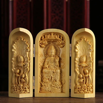 Boxwood Wood Statue Real Wood Real Wood Buddha Feng Shui Home Décor Figure Statue Collection myth Collection Lucky Mascot