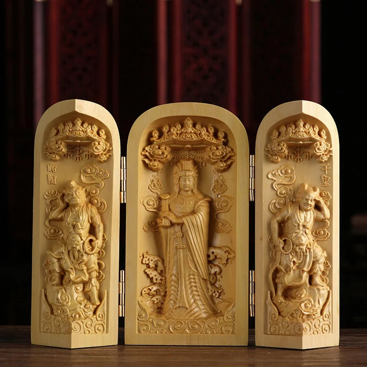 Boxwood Wood Statue Real Wood Real Wood Buddha Feng Shui Home Décor Figure Statue Collection myth Collection Lucky Mascot
