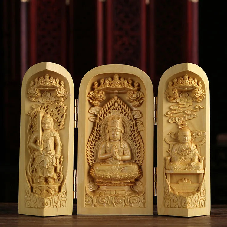 Boxwood Wood Statue Real Wood Real Wood Buddha Feng Shui Home Décor Figure Statue Collection myth Collection Lucky Mascot