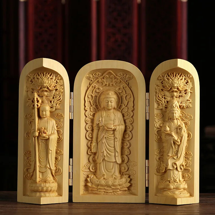 Boxwood Wood Statue Real Wood Real Wood Buddha Feng Shui Home Décor Figure Statue Collection myth Collection Lucky Mascot