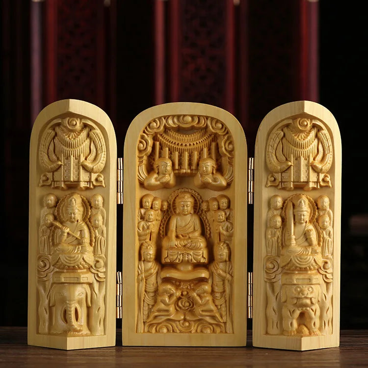 Boxwood Wood Statue Real Wood Real Wood Buddha Feng Shui Home Décor Figure Statue Collection myth Collection Lucky Mascot