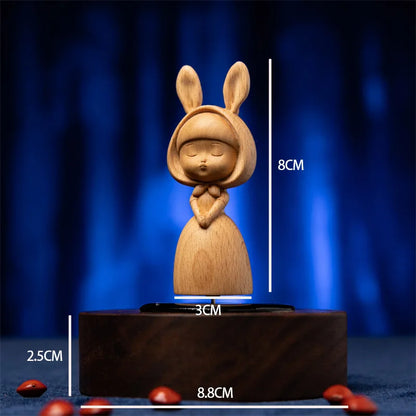 Boxwood Wood Statue Real Wood Real Wood Figure Statue Office Decoration Feng Shui Home Décor Collection cute Rabbit Decoration