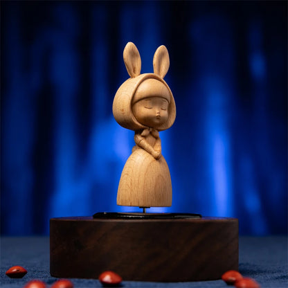 Boxwood Wood Statue Real Wood Real Wood Figure Statue Office Decoration Feng Shui Home Décor Collection cute Rabbit Decoration