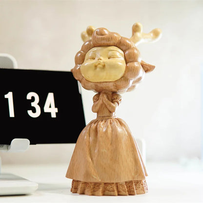 Boxwood Wood Statue Real Wood Real Wood Figure Statue Office Decoration deer Feng Shui Home Décor Collection cut Wall Decoration