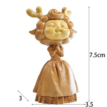 Boxwood Wood Statue Real Wood Real Wood Figure Statue Office Decoration deer Feng Shui Home Décor Collection cut Wall Decoration