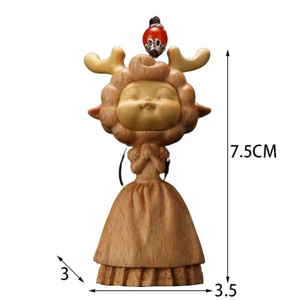 Boxwood Wood Statue Real Wood Real Wood Figure Statue Office Decoration deer Feng Shui Home Décor Collection cut Wall Decoration