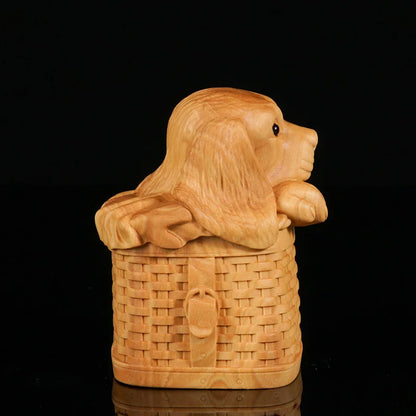 Boxwood Wood Statue Real Wood Wood Sculpture Office Decoration dog  Animal Sculpture Chinese Zodiac Home Décor Pendant Mascot