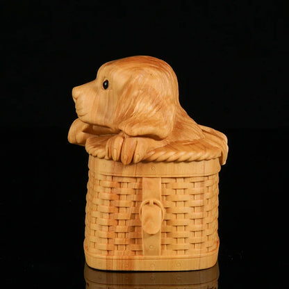 Boxwood Wood Statue Real Wood Wood Sculpture Office Decoration dog  Animal Sculpture Chinese Zodiac Home Décor Pendant Mascot