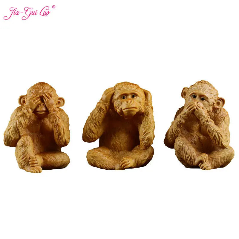 Boxwood Woodcarving Creative Ornaments, Monkey Model Statue, Monkey Wooden Crafts, Office Decoration Gift, A035, 6.8cm