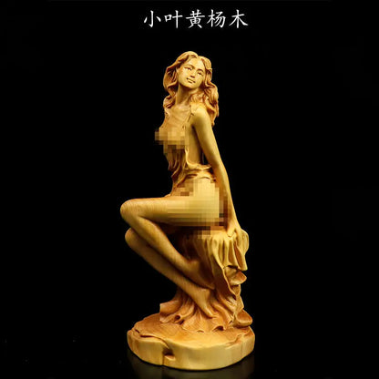 Boxwood Woodcarving Solid Wood Handle Pieces, Player Home Accessories, Beautiful Characters, Chinese Living Room Ornaments, Hand