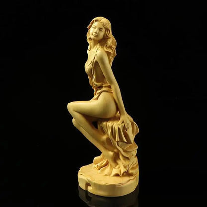 Boxwood Woodcarving Solid Wood Handle Pieces, Player Home Accessories, Beautiful Characters, Chinese Living Room Ornaments, Hand
