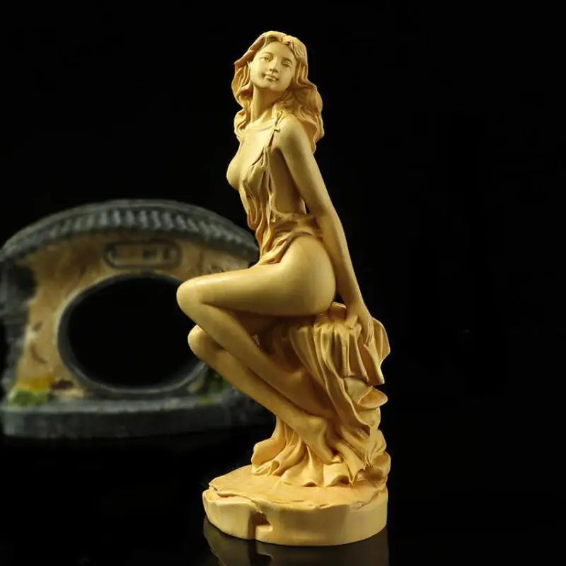 Boxwood Woodcarving Solid Wood Handle Pieces, Player Home Accessories, Beautiful Characters, Chinese Living Room Ornaments, Hand