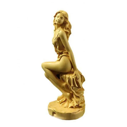 Boxwood Woodcarving Solid Wood Handle Pieces, Player Home Accessories, Beautiful Characters, Chinese Living Room Ornaments, Hand