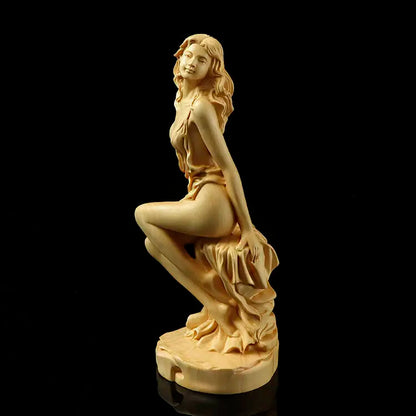 Boxwood Woodcarving Solid Wood Handle Pieces, Player Home Accessories, Beautiful Characters, Chinese Living Room Ornaments, Hand