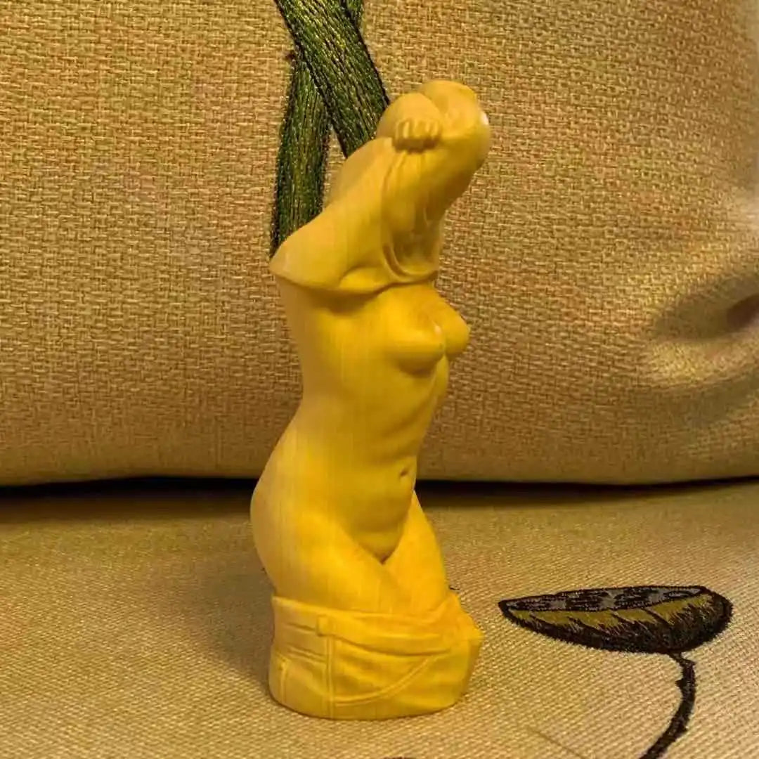 Boxwood body art beauty decoration home decoration Solid wood carving crafts creative hand handle piece character gift