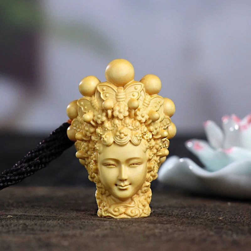 Boxwood carving Solid wood  carving Beijing  Opera flower quintessence Xishi beauty hand piece hand piece  home  ornaments